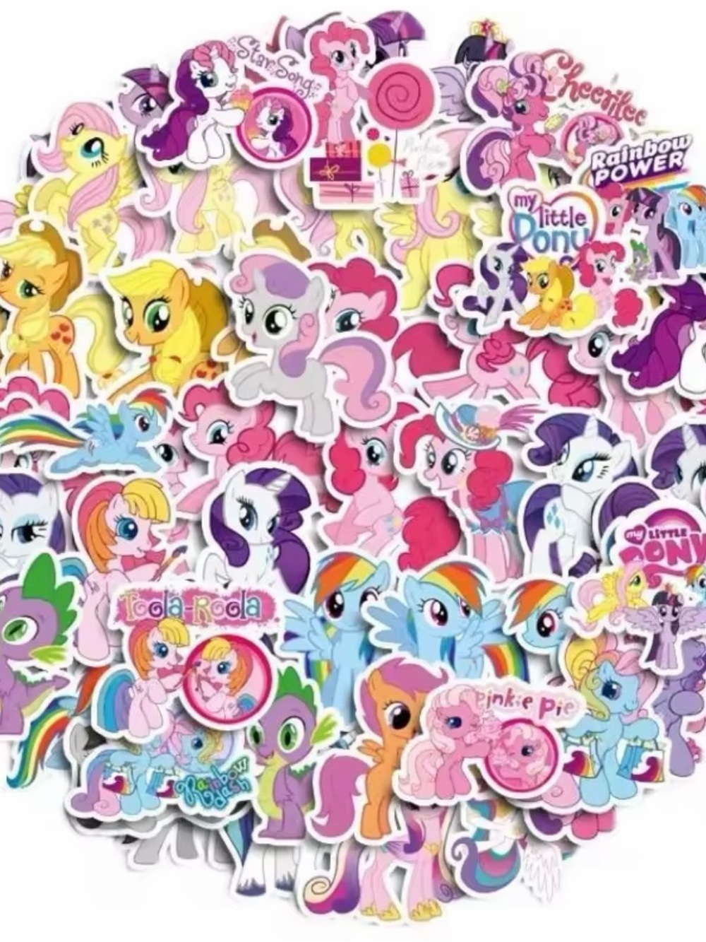 (50) My Little Pony Sticker Pack - Pink, Purple, Blue, Yellow